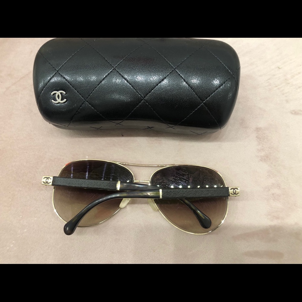 Chanel Brown and Gold Aviator sunglasses!! - Picture 2 of 4